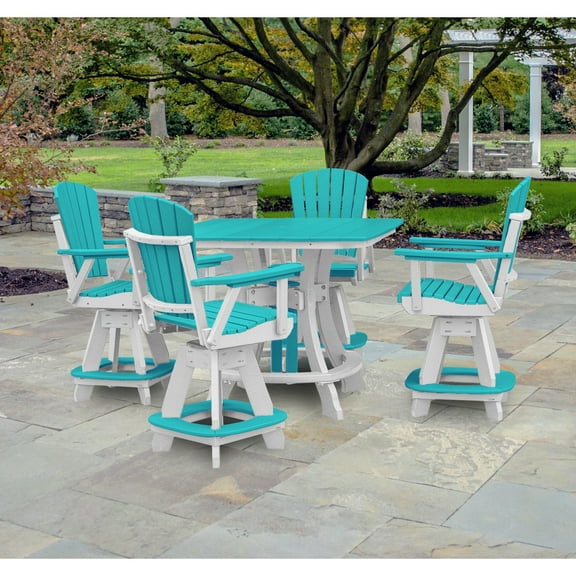 Bed Bath & Beyond 5 Piece Outdoor Resin Dining Table Set, Aruba Blue on White