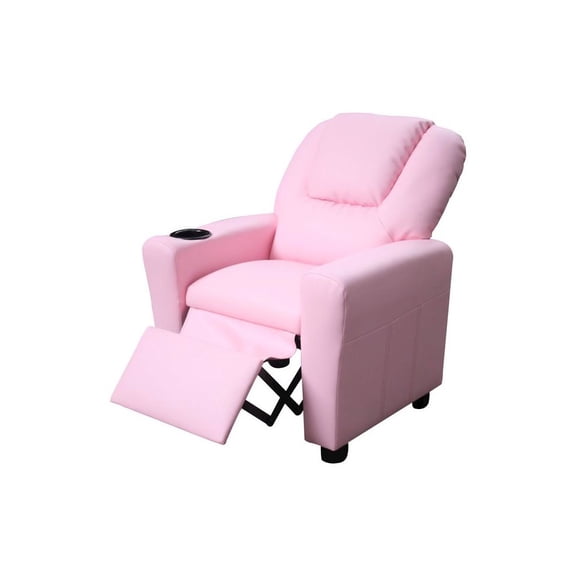 Bed Bath & Beyond Kids PU Leather Cup Holder Recliner Chair, Pink