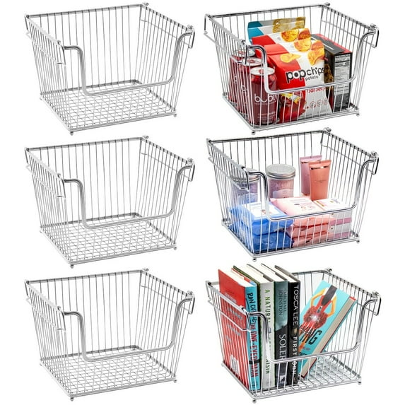 Bed Bath & Beyond Metal Storage Basket, Stackable, Set of 6