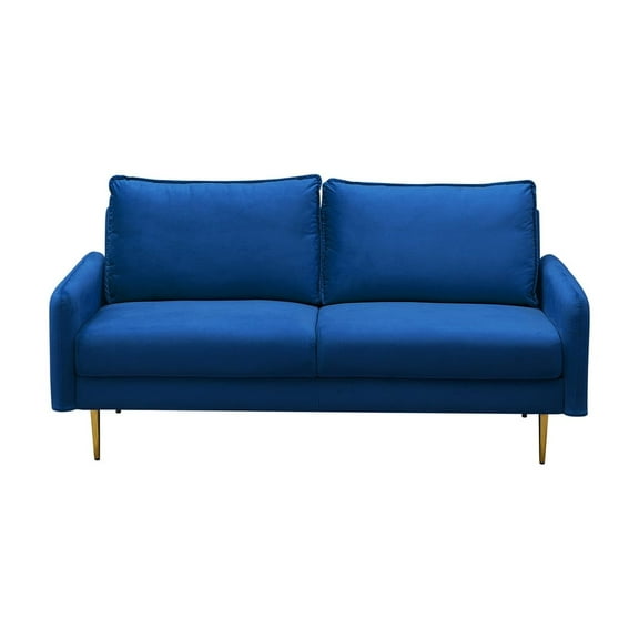 Bed Bath & Beyond Modern Velvet Sofa with Cushions and Legs, Space Blue