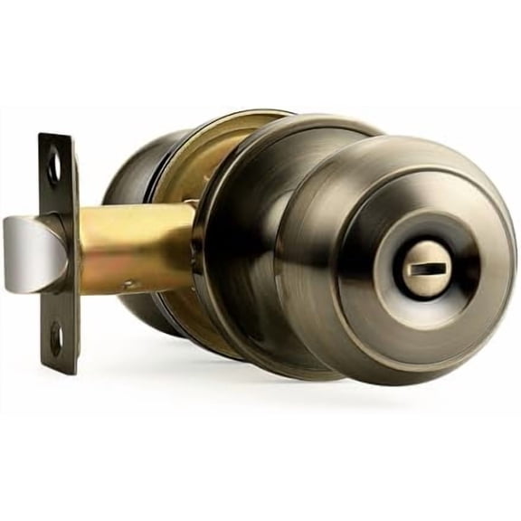 Bed/Bath Keyless Privacy Interior Door Knobs, Antique Brass Door Knobs 1 Pack