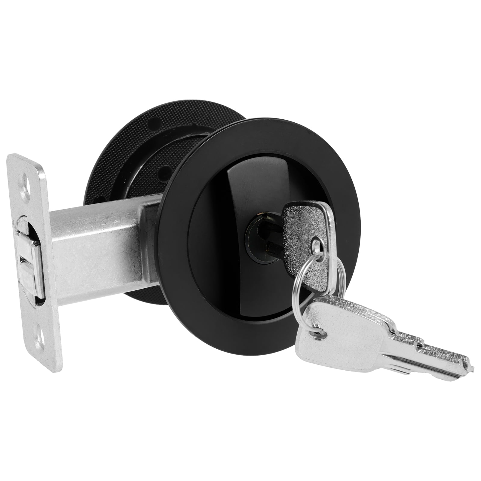 Bed/Bath Pocket Door Lock and Pull Round Privacy Door Lock with Key