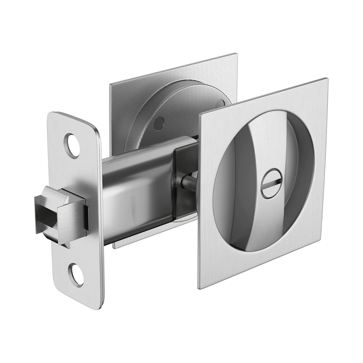 Bed/Bath Pocket Door Lock, Satin Nickel Contemporary Privacy Square