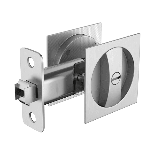 Bed/Bath Pocket Door Lock, Satin Nickel, Sliding Pocket Door Latch