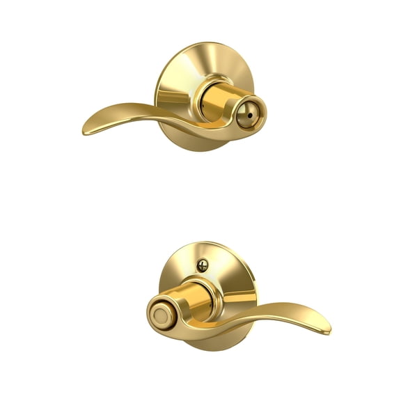 Bed/Bath Privacy Door Handle with Lock, Satin Nickel | Interior bedroom or bathroom door lever with push button lock, Reversible, Easy install