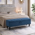 thumbnail image 1 of Bed Bench with 59" Blue Upholstery Storage | Multifunctional in Sleeping and Relaxing Areas | Button Tufted Top with Soft Fabric | Easy to Maintain for Cleanliness, 1 of 5