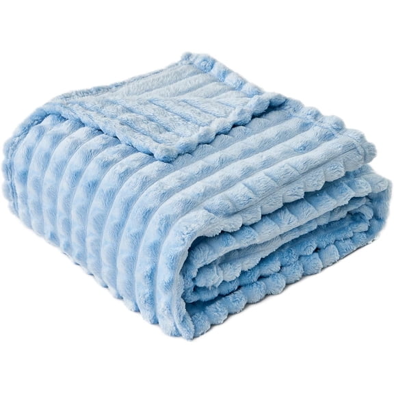 Blue King Size 108x90 inch Bed Blanket, Soft Warm Fuzzy Throw for Couch Sofa All Season Use