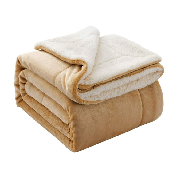 Bed Blankets - Cover Blanket Solid Color Lambskin Blanket Double Flannel Blanket Winter Thickened Blanket Gift Blanket