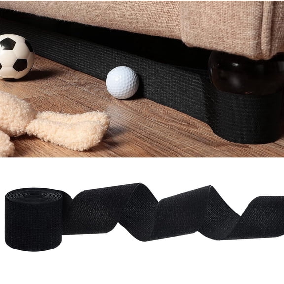 Under Bed Blocker for Pets, Under Couch Blocker, Adjustable Elastic Strap Barrier to Prevent Toys and Items From Going Under Furniture, Under Bed Blocker Gap Bumper for Pets, Black