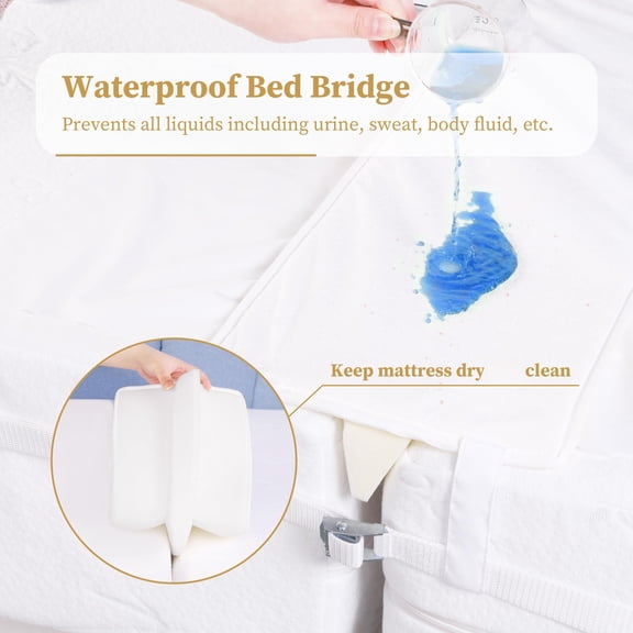 Bed Bridge To King Converter Kit - Cotton Adjustable V-shape Connector -extra Wide Gap Filler Non-slip Design Mattress Light Upgrade Easily Storage Bag Included