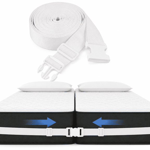 Bed Bridge Mattress Straps for Sheets, DEWEL 65.6ft Twin Bed Connector, White
