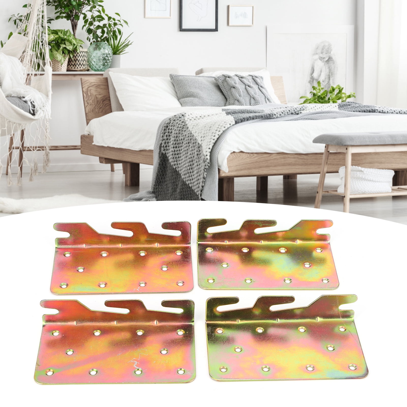 Bed Buckle, 15X8Cm Bed Frame Connector Thickened Iron Plate Stable For Bed Railing For Wooden