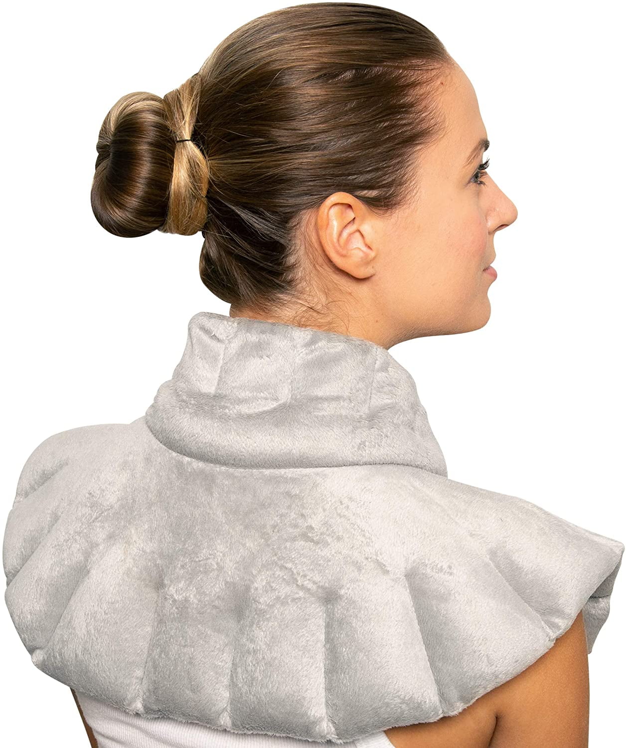Bed Buddy 11" x 7" x 3" Neck and Shoulder Wrap, Hot Cold Therapy for Muscle Pain, Lavender and Chamomile Aromatherapy, Gray