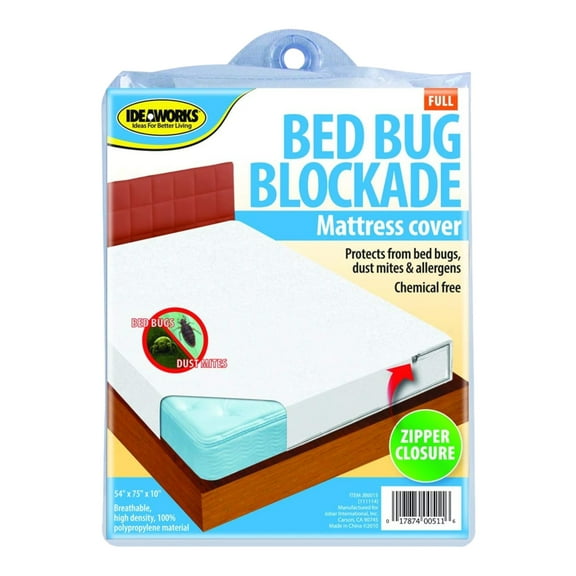 Ideaworks Bed Bug Blockade Mattress Cover Bed Bug Protection Fits Full Size Mattresses up to 10 in. Deep - White
