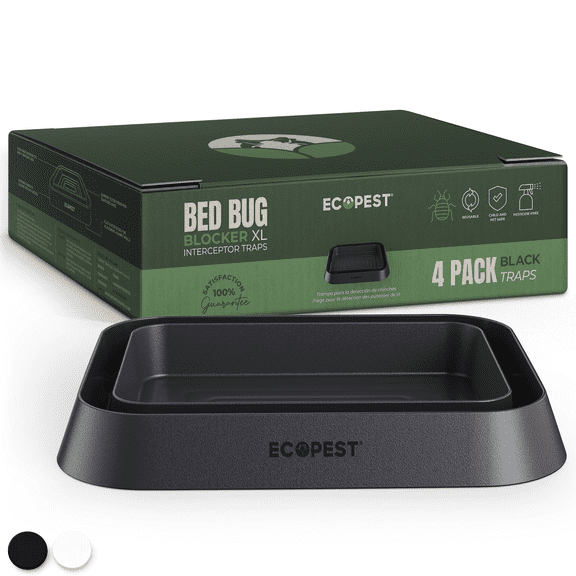 Bed Bug Blocker (XL) Interceptor Traps — 4 Pack | Extra Large Interceptors, Monitors, and Detectors for Bed Bugs