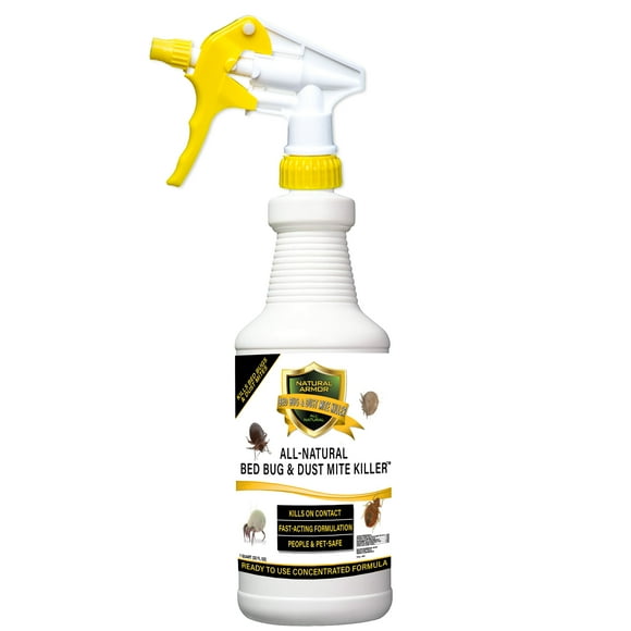 Bed Bug & Dust Mite Killer Natural Spray Treatment for Mattresses, Covers, Carpets & Furniture - Fast Extended Protection. Pet & Kids Safe - No Toxins or Chemicals 32 oz Quart