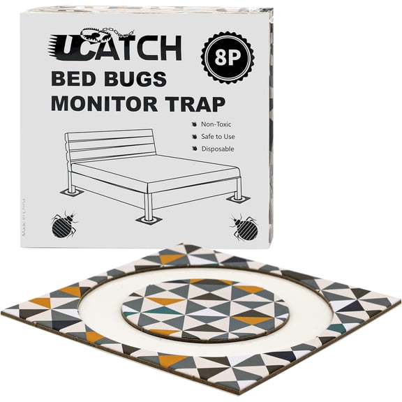 Bed Bug Interceptors for Bed Legs  8 Pack Bed Bug Trap & Detector, Sticky Interceptor Traps That Work, Safe Bed Bug Prevention, Monitor & Treatment for Bedbugs |