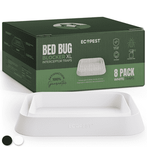 Bed Bug Interceptors (White) | Bed Bug Blocker (XL) Traps for Bed Legs — 8 Pack | Extra Large Interceptor, Monitor, Detector, and Trap for Bed Bugs