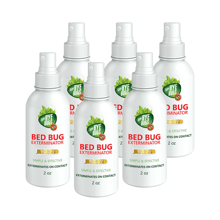 Bed Bug Spray. Say Bye Bugs. Non-Toxic, Kill on Contact Spray. New Formula. Travel Size Family Pack (6x2 oz)