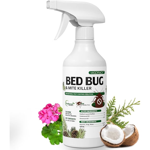 Bed Bug Killer Spray, 16oz Natural Plant-Based Bedbug Pest Sprays, Non-Toxic Bedbug & Dust Mite Treatment, Effectively Kills Bed Bugs, Mites & Eggs