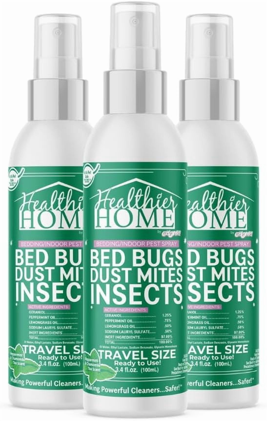 Bed Bug Spray, 3 Pack, Travel Size, Natural, Plant Based Bed Bug Killer, Insect & Pest Control for Home and Hotels for Ants, Bed Bugs, Spiders, Dust Mites, Flys, Peppermint Scent, 3.4 Fl Oz