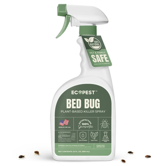Bed Bug Spray  Natural, Plant-Based Killer for Carpet Beetles, Eggs & Nymphs | Fabric & Furniture-Safe Home Treatment for Indoor Use | Child & Pet Safe, Low Odor, Eco-Friendly | 22 oz