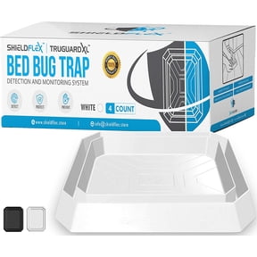 Bed Bug Trap — 4 Pack | TruGuard XL Bed Bug Interceptors (White) | Extra Large Bed Bug Traps for Bed Legs | Reliable Insect Detector, Interceptor, and Monitor for Pest Control and Treatment