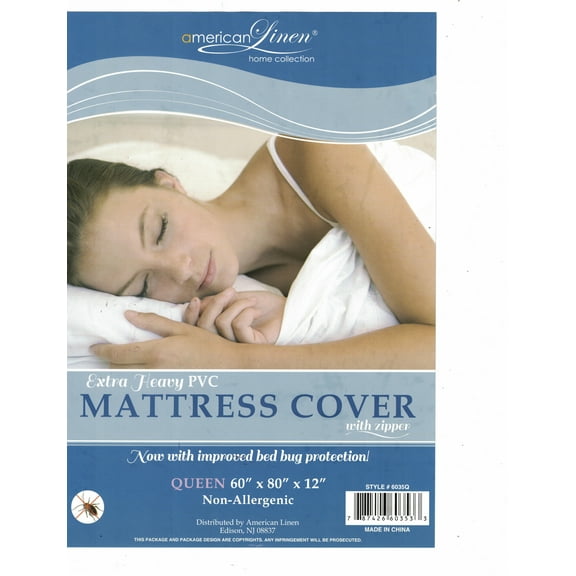 Bed Bug Waterproof Zippered Vinyl Mattress Cover/Protector 12" Deep Encasement Queen (Set of 2)