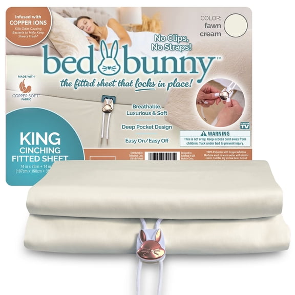 Bed Bunny Fitted Bed Sheet With Built-In Compression Cord Locks On Mattresses & Won’t Slip