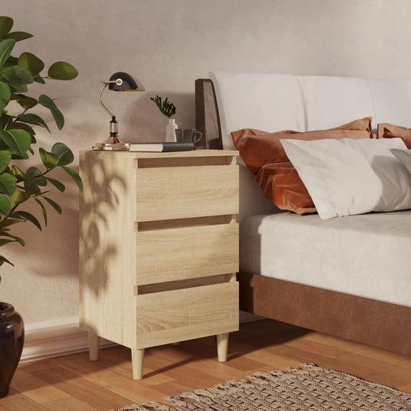 vidaXL Bed Cabinet Sonoma oak Engineered wood, solid eucalyptus wood