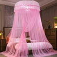 thumbnail image 1 of Bed Canopy, Bed Curtain for Double to King Size Canopy Curtains for Baby Kids Adult Round Lace Dome Quick Easy Installation for Bedroom Decoration, Pink, 1 of 9