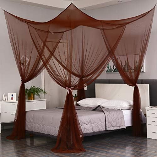 Bed Canopy,Canopy Bed Curtains Bed Drapes for Full Queen King Size Bed,Mosquito Net Bed Curtains for Patio Indoor Outdoor Net,Black Bed Canopy Curtains for Gothic,Halloween Decoration