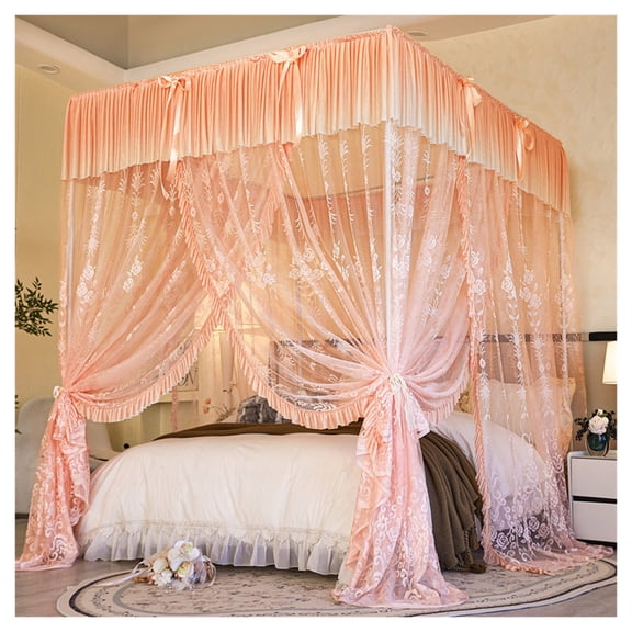Bed Canopy Curtains, 4 Corner Bed Curtains, Cozy Mesh Mosquito Net, Canopy Curtains for Bedroom Decor