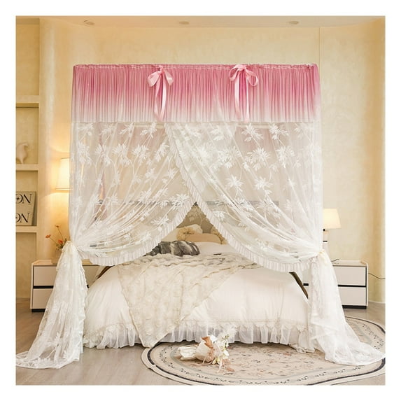 Bed Canopy Curtains, 4 Corner Bed Curtains, Cozy Mesh Mosquito Net, Canopy Curtains for Bedroom Decor