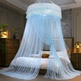 thumbnail image 1 of Bed Canopy, Czzoypi Princess-Style Ceiling-Mounted Mosquito Net, Encrypted Foldable Polyester Mesh Bed Curtain for Double Queen King Beds, Blue, 1 of 6