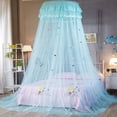 thumbnail image 1 of Bed Canopy - Elegant Lace Round Hoop Polyester Sheer Mesh Bed Curtains - Princess Dome Bedding Net for Twin Full Queen King Size Bed, Quick Easy Installation, 65 x 260cm / 25.6 "x 102", Blue, 1 of 10