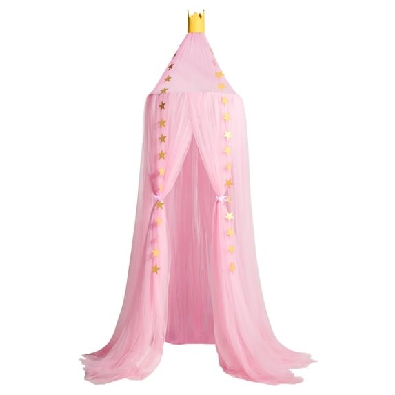 Bed Canopy for Girls, 90.6x23.6inch Princess Bed Canopy, Crib Canopy for Girls' Room with Star Decor, Soft and Comfortable, Washable and Easy to Install, Suitable for Bed Room Decor(Hot Pink)