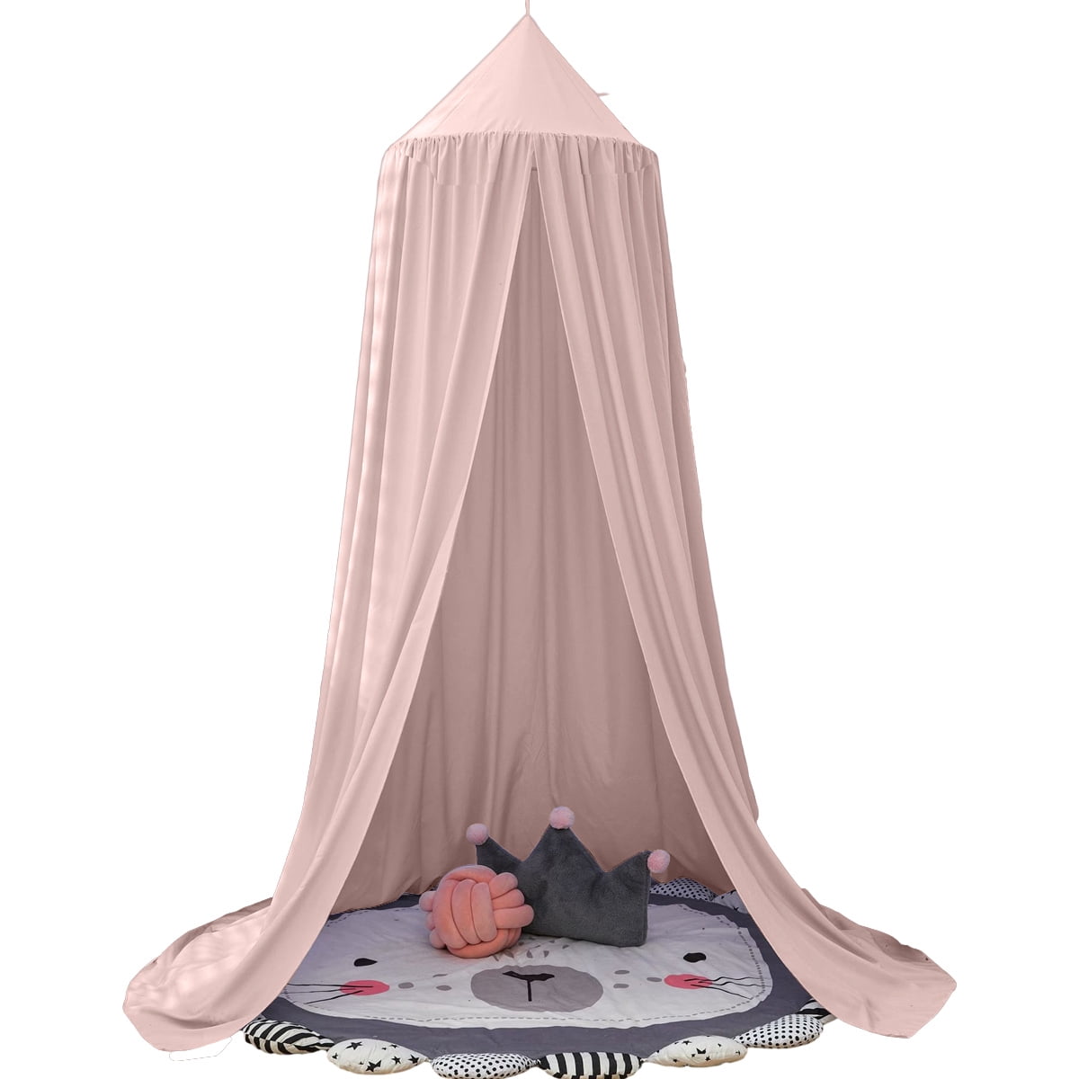 Bed Canopy for Girls, Soft Pink Princess Canopy for Girls Bed, Dreamy Decor Frills Bed Canopies for Kids Room, Hanging Canopy Bedding Drapes Toddler Reading Nook Play Tent