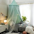 thumbnail image 1 of Bed Canopy for with Lights,Double Layer Princess Round Dome Dreamy Mosquito Net Bedding Girls Room Castle Play Tent Hanging House Decor Reading Nook Canopies(Green/White), 1 of 14