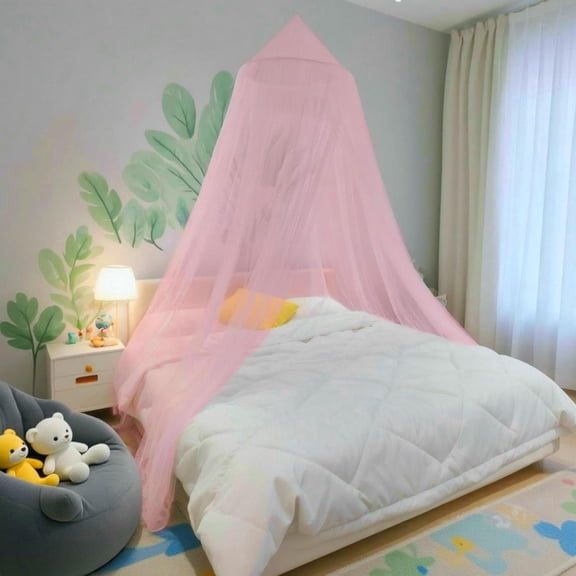 Bed Canopy Mosquito Net, for Girls Room Decor - Insect Protection Hanging Adults, Babies, Outdoor Camping, Pink/Single Door