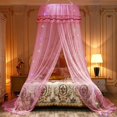 thumbnail image 1 of Bed Canopy Mosquito Net - Princess Elegant Lace Round Sheer Mesh Bed Curtains - Princess Dome Bedding Net for Twin Full Queen King Size, 1 of 6