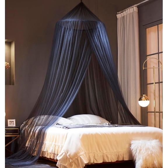 Bed Canopy Mosquito Net for Bed, Canopy Bed Curtains, Dome Mosquito Netting Bed Tent, Indoor Outdoor, Black, Full Size