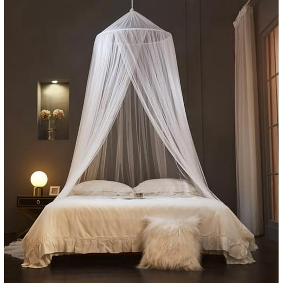 Bed Canopy Mosquito Net for Bed,Canopy Bed Curtains for Twin Full Queen King Size Bed,Dome Mosquito Netting Bed Tent for Indoor Outdoor,White