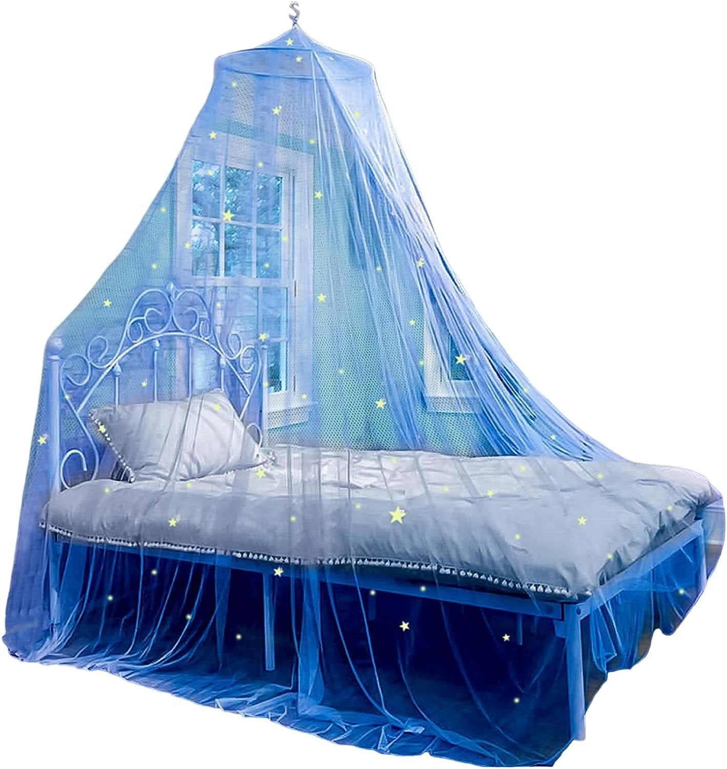 Bed Canopy, Princess Bed Curtain Net, Fluorescent Stars Design Round
