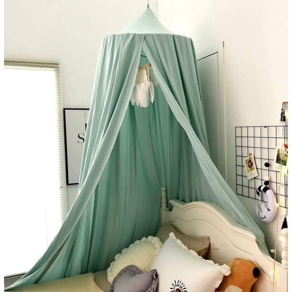 Bed Canopy, Round Dome Mosquito Net Indoor Outdoor Castle Hanging House Decoration Reading Nook Playing Home Decoration(Lake Green)