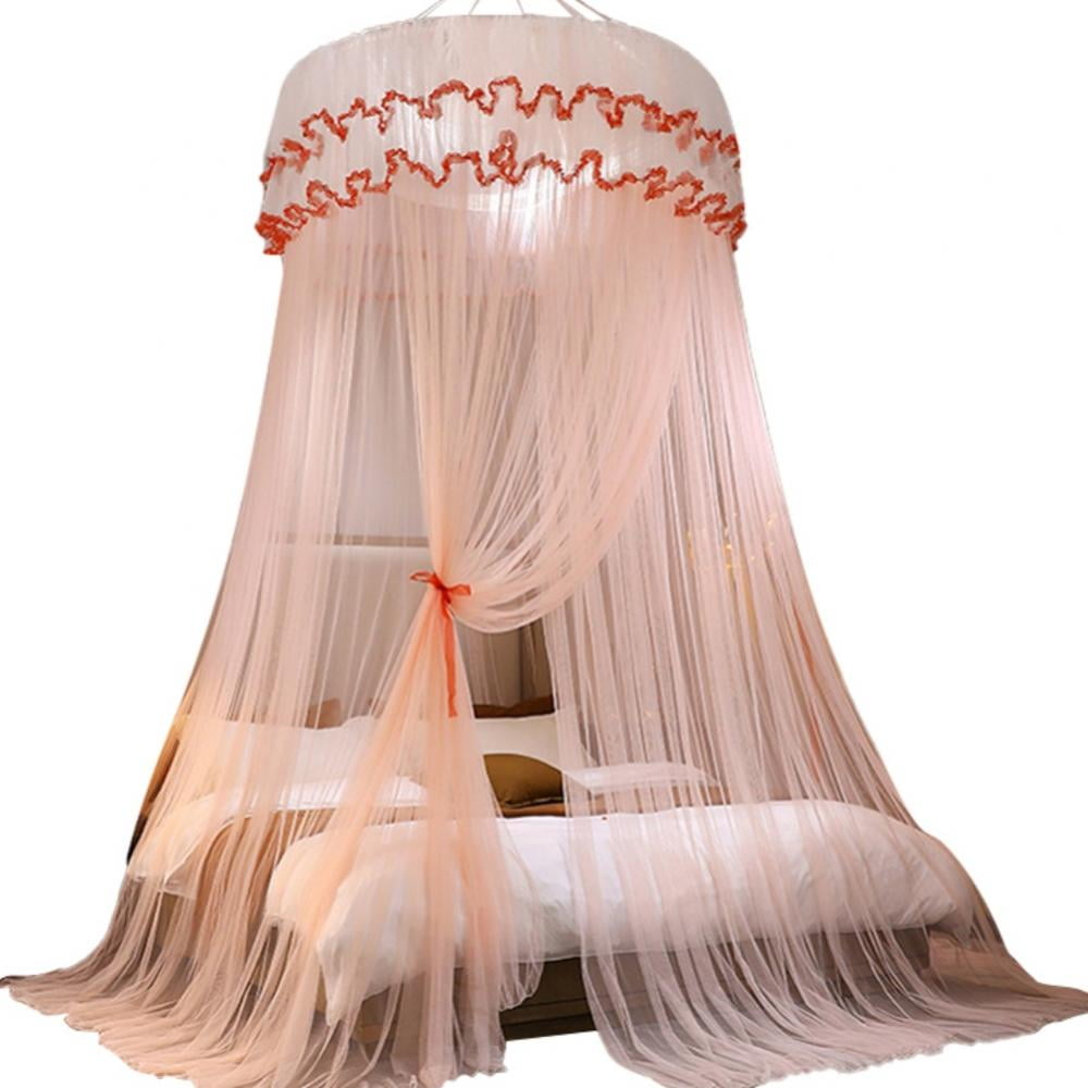 Bed Canopy for Girls King Size Princess Bed Canopy Kids Canopy Bed with Elegant Lace Round Dome Play Tent for Kids Bed Netting Canopy for Girls Room