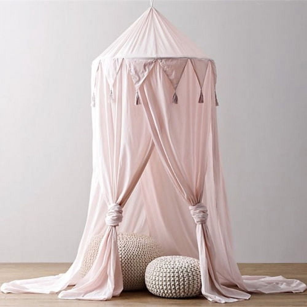 Bed Canopy for Kids Baby Bed, Round Dome Kids Indoor Outdoor Castle Play Tent Hanging House Decoration Reading Nook Cotton Canvas Coral