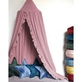 thumbnail image 1 of Bed Canopy with Frills Reading Nook Game Tent for Kids Boho Hanging Net Play Room Decor(Dusty Rose), 1 of 14