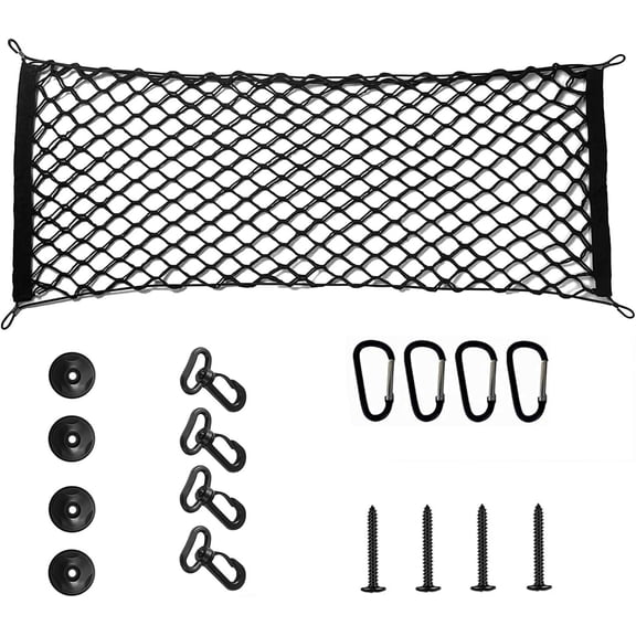 Bed Cargo Net Nylon Heavy Duty Storage Mesh Pouch Pickup Cargo Organizer Trunk Mesh Cargo Net (51x18 Inch)