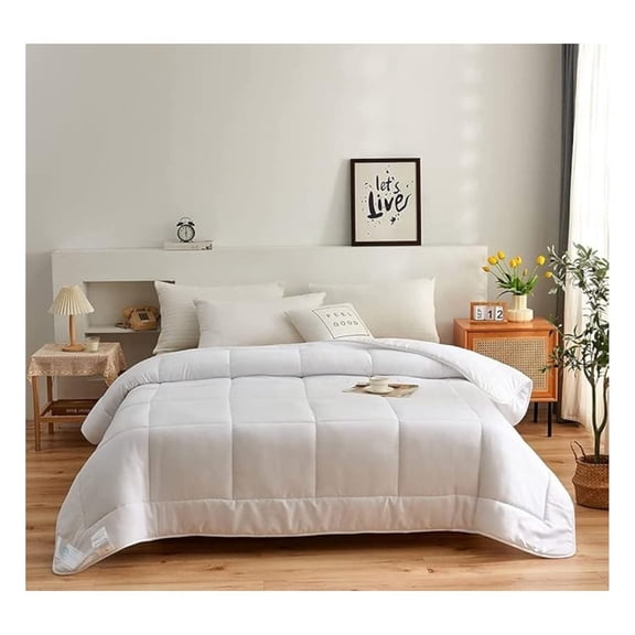 Bed Comforters for Home, Hotel, All Season Duvet Insert Filling Polyester, Fabric Microfiber Breathable Comforter Solid White (Queen (U.S. Standard))